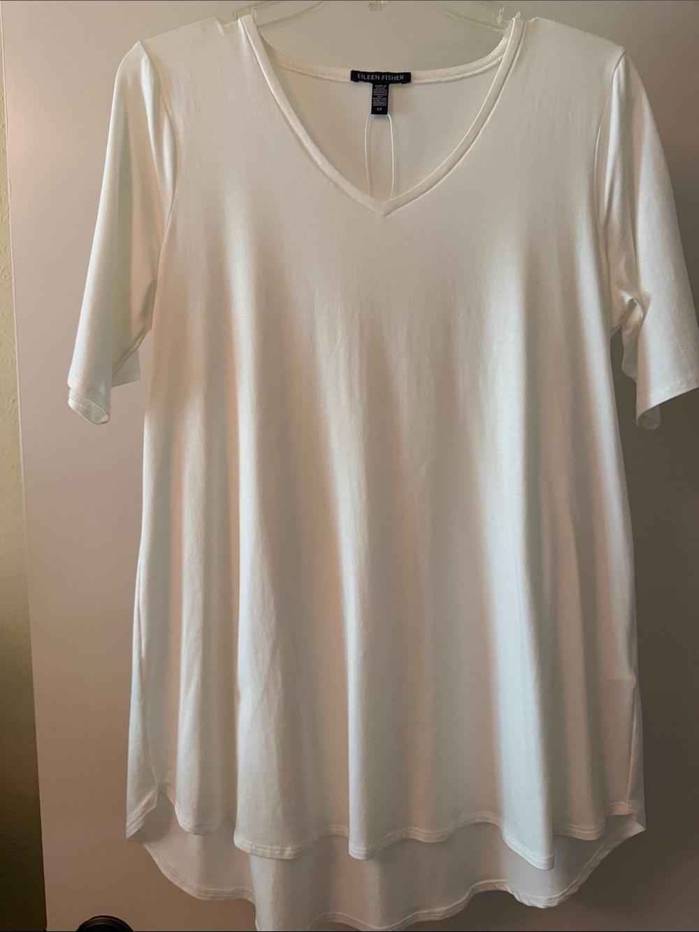 Eileen Fisher Cream V‑Neck Draped Tunic